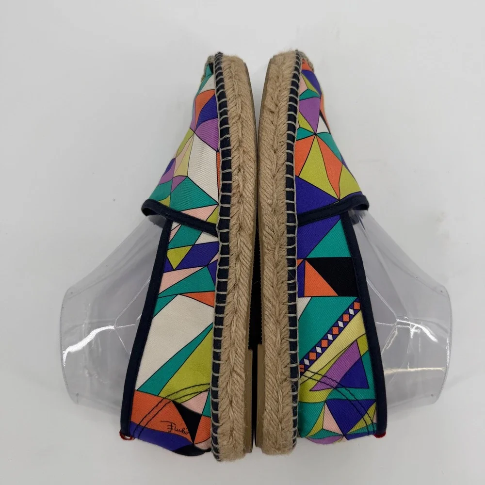 Respoke Geometric Silk Scarf Espadrilles Multicolor Slip On Flats Spain Size 38